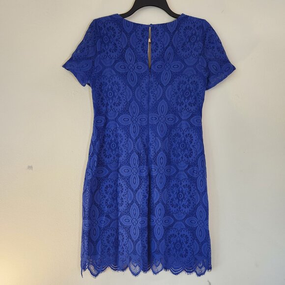 kensie, Cornflower Blue Keyhole SS Lined Lace Dress Size 6 NWOT - Picture 6 of 14